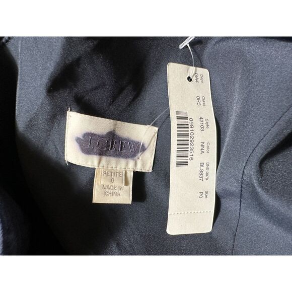 J Crew Blue One Shoulder 100% Silk Mini Dress Size 0P NWT - Picture 3 of 6